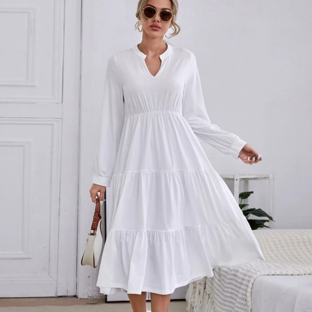 3 for $21 Long, layered, white cotton dress